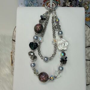 Elegant Silver and Black Beaded Charm